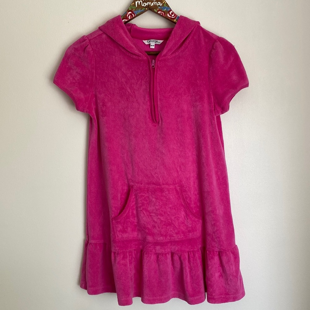 George terry cloth hooded pink girls swim cover up size 10-12.